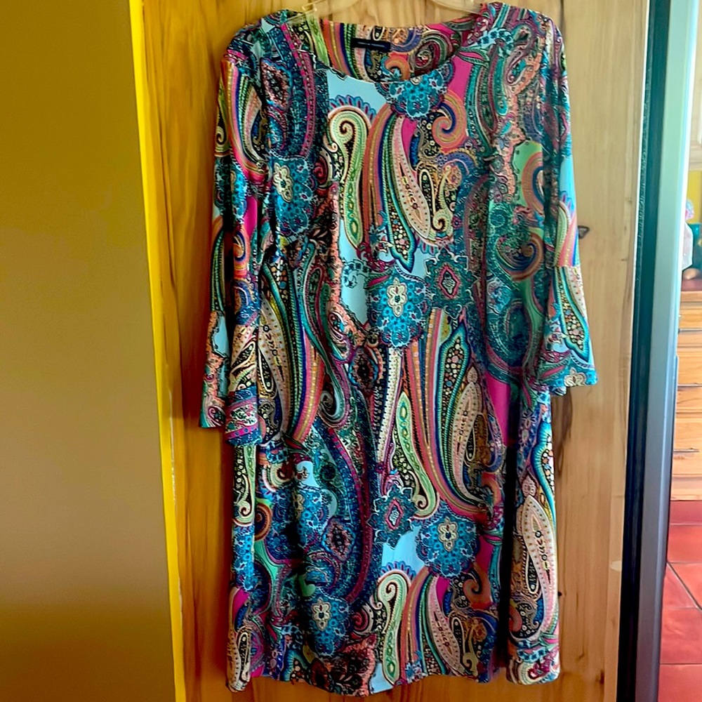 Tommy Hilfiger‎ multi-color paisley bell-sleeve dress sz xl